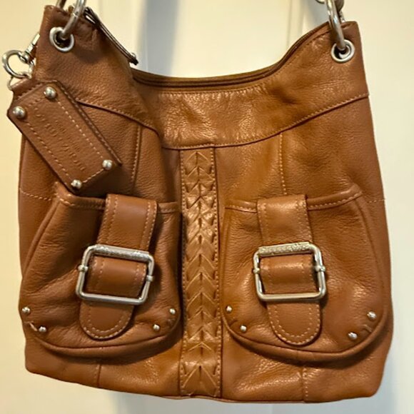 Tiganaello Pebble Leather bag with adjustable strap shoulder or crossbody Cognac - Picture 6 of 16